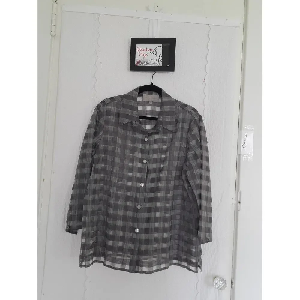 Emil Rutenberg Button Linen Blouse - Size XL - Picture 1 of 5